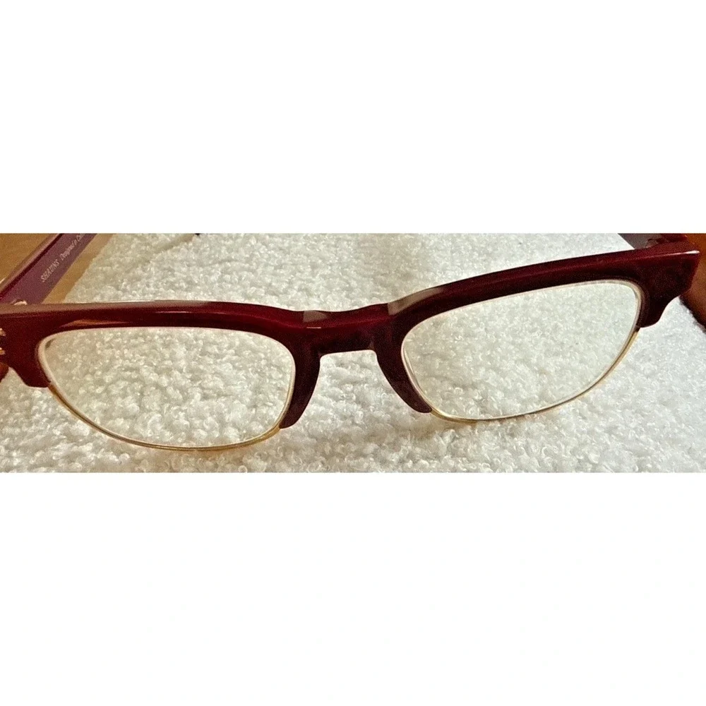 SHAUNS Harris Italian Eyeglasses Burgandy Gold Rim CatEye 51-20 C.07 Frames only